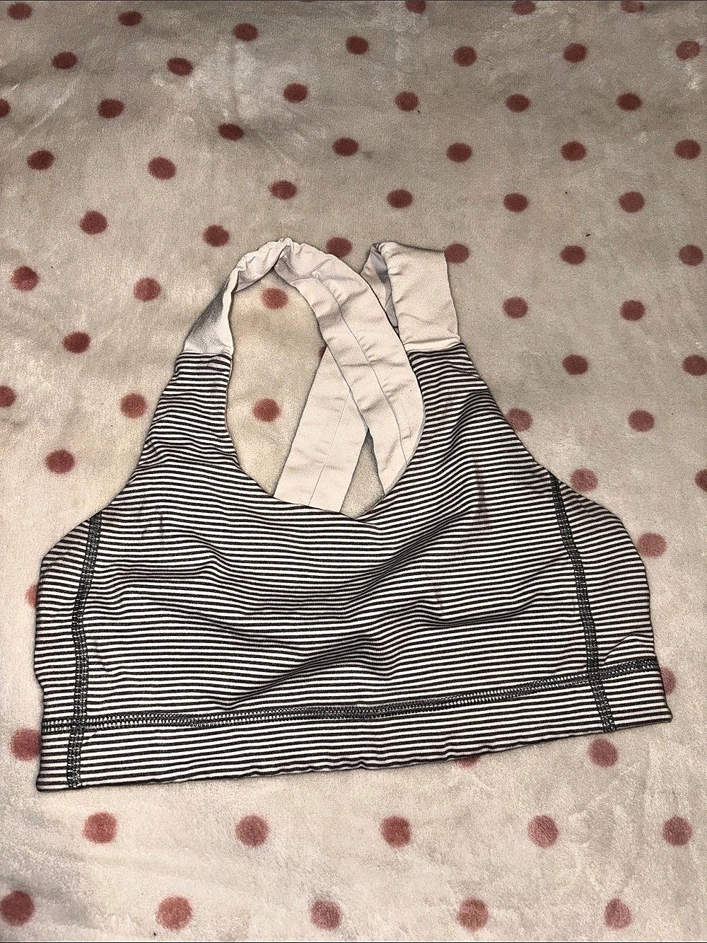 Lululemon Energy Bra Striped Sports Bra Gray & white Size 6